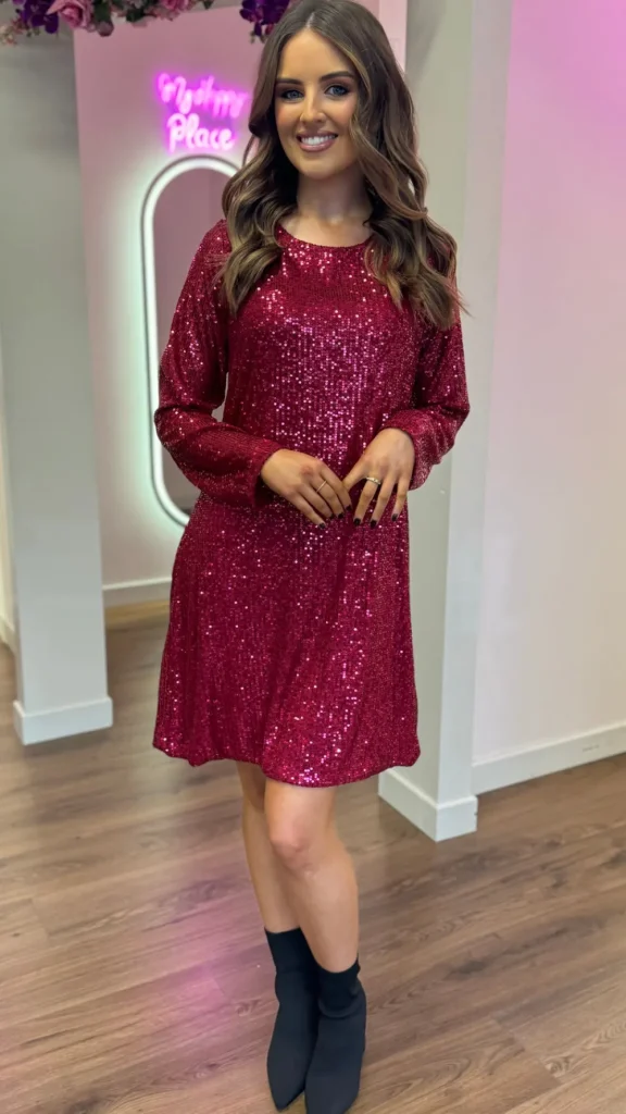 ESTEE BROWN Going Out Dresses | Occasion Dresses^Brogan Burgundy Bow Detail Sequin Mini Dress