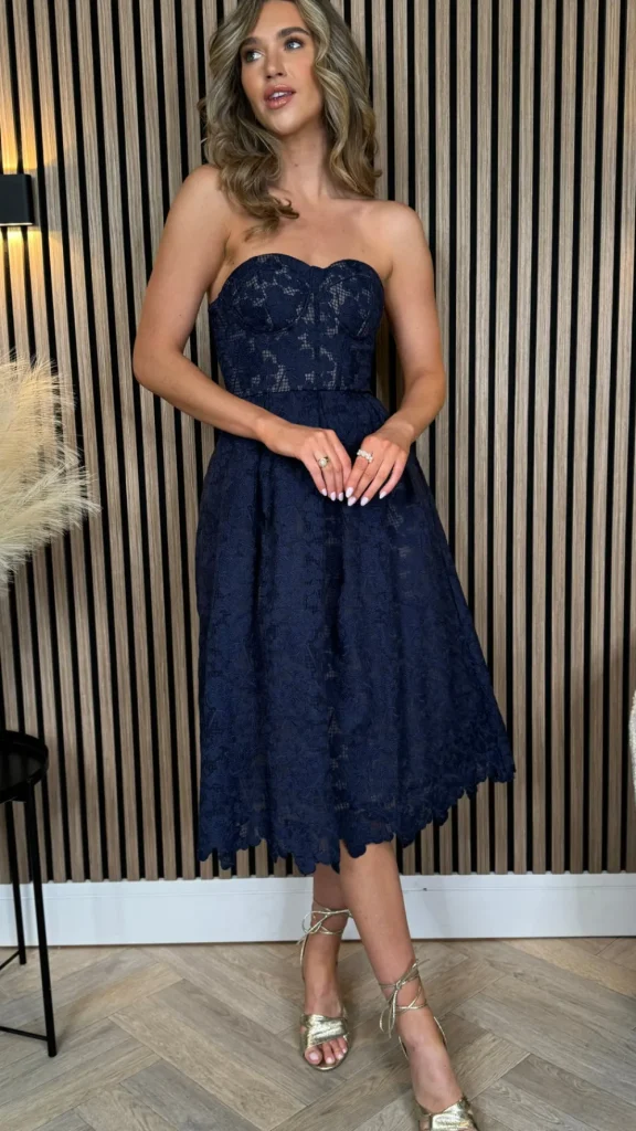 PARIS FASHION SHOPS Going Out Dresses | Occasion Dresses^Bronwyn Navy Bandeau Floral Patterned Midi Dress