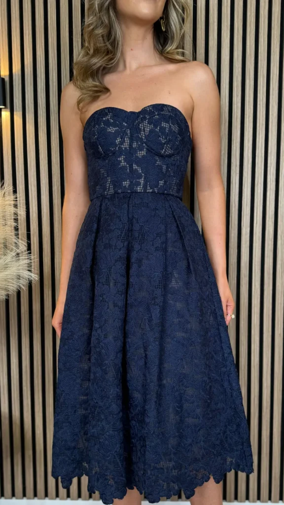 PARIS FASHION SHOPS Going Out Dresses | Occasion Dresses^Bronwyn Navy Bandeau Floral Patterned Midi Dress