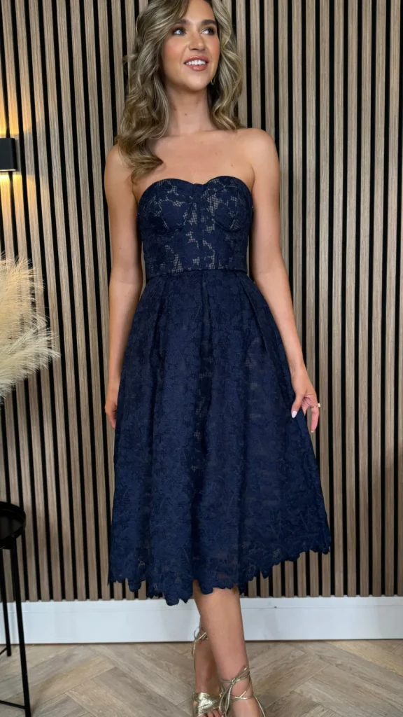 PARIS FASHION SHOPS Going Out Dresses | Occasion Dresses^Bronwyn Navy Bandeau Floral Patterned Midi Dress