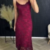 COPPEROSE Going Out Dresses | Midi Dresses^Brooklyn Burgundy Floral Pattern Cami Strap Midi Dress