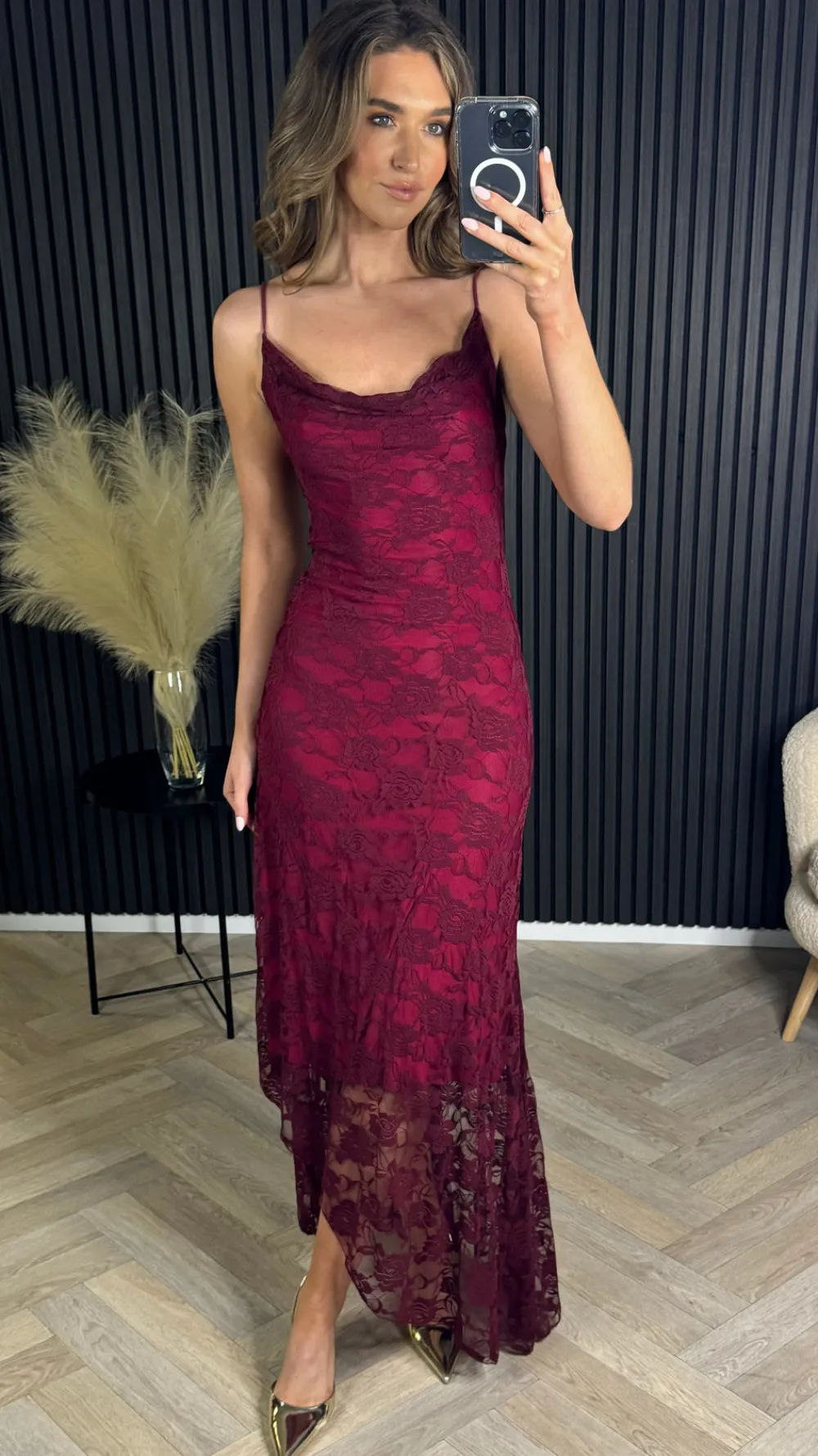 brooklyn_burgundy_floral__0.webp COPPEROSE Going Out Dresses | Midi Dresses^Brooklyn Burgundy Floral Pattern Cami Strap Midi Dress