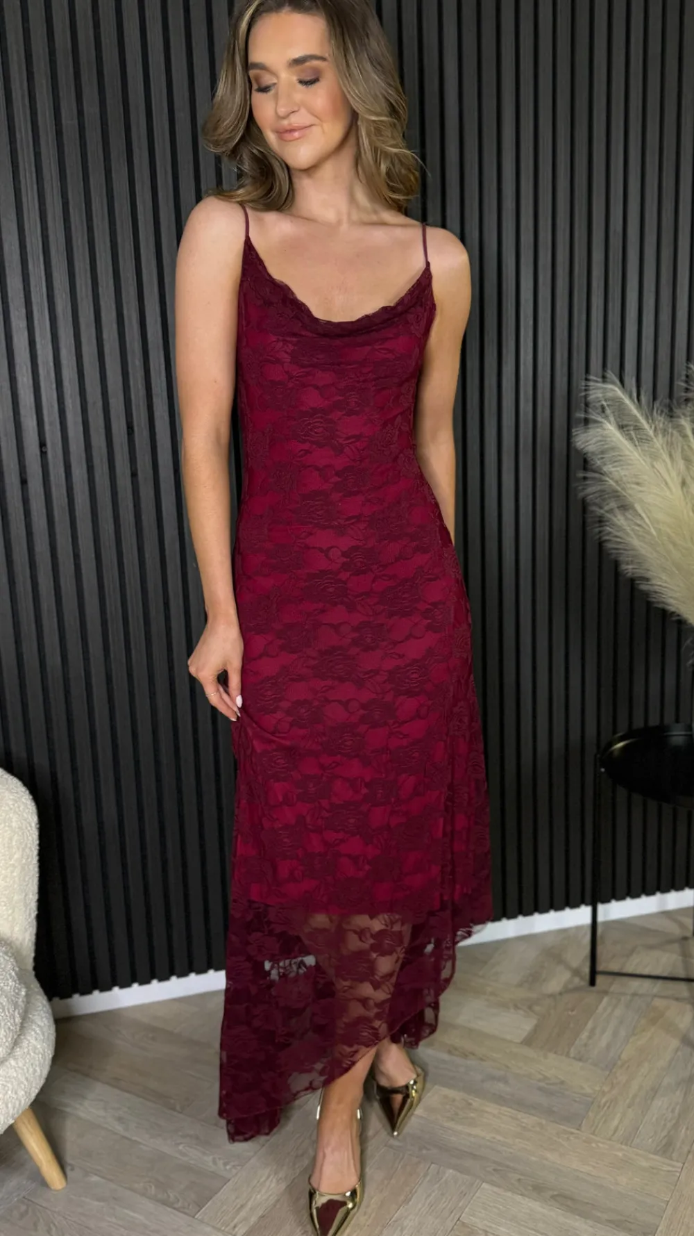 brooklyn_burgundy_floral__1.webp COPPEROSE Going Out Dresses | Midi Dresses^Brooklyn Burgundy Floral Pattern Cami Strap Midi Dress
