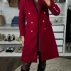 ROSY DAYS DESVENCHY Coats & Jackets^Camilla Burgundy Collared Gold Button Detail Coat