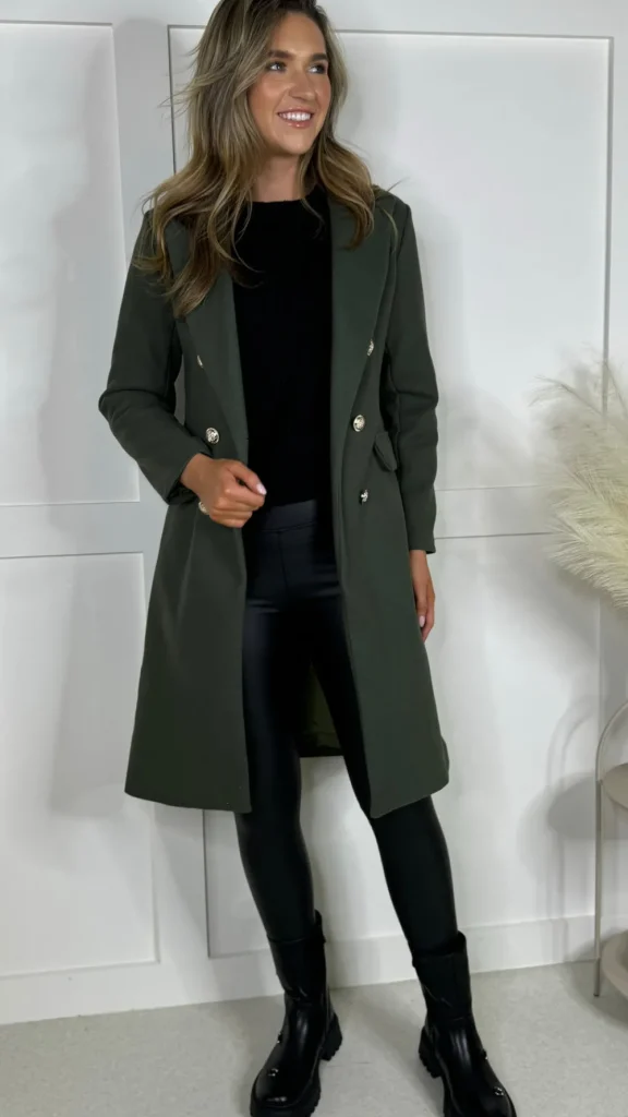 ROSY DAYS DESVENCHY Coats & Jackets^Camilla Khaki Collared Gold Button Detail Coat