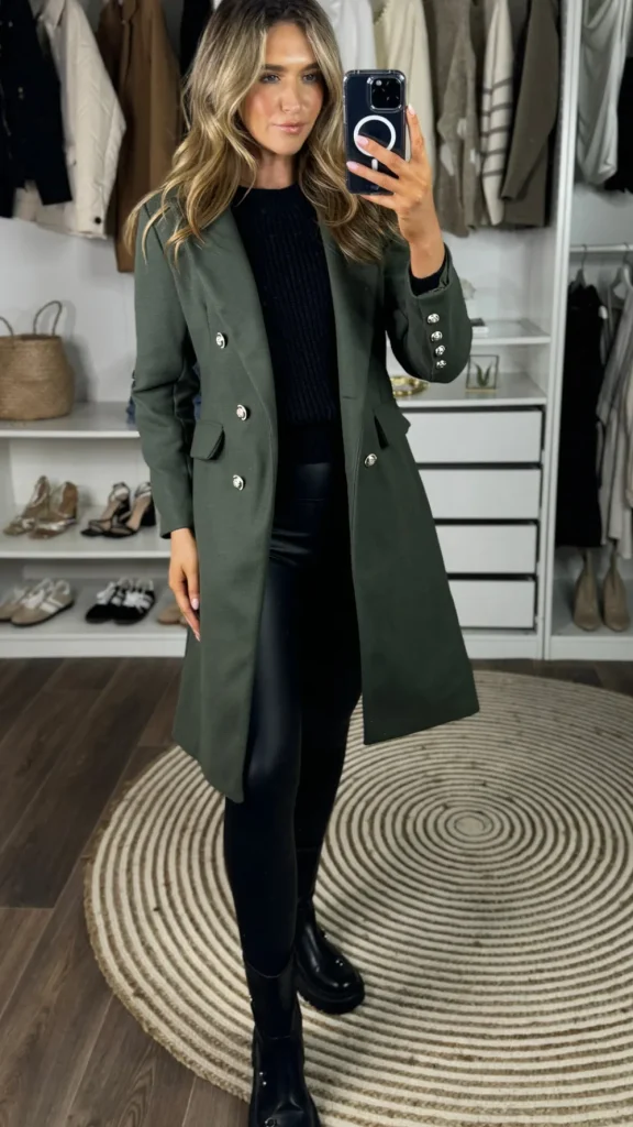 ROSY DAYS DESVENCHY Coats & Jackets^Camilla Khaki Collared Gold Button Detail Coat