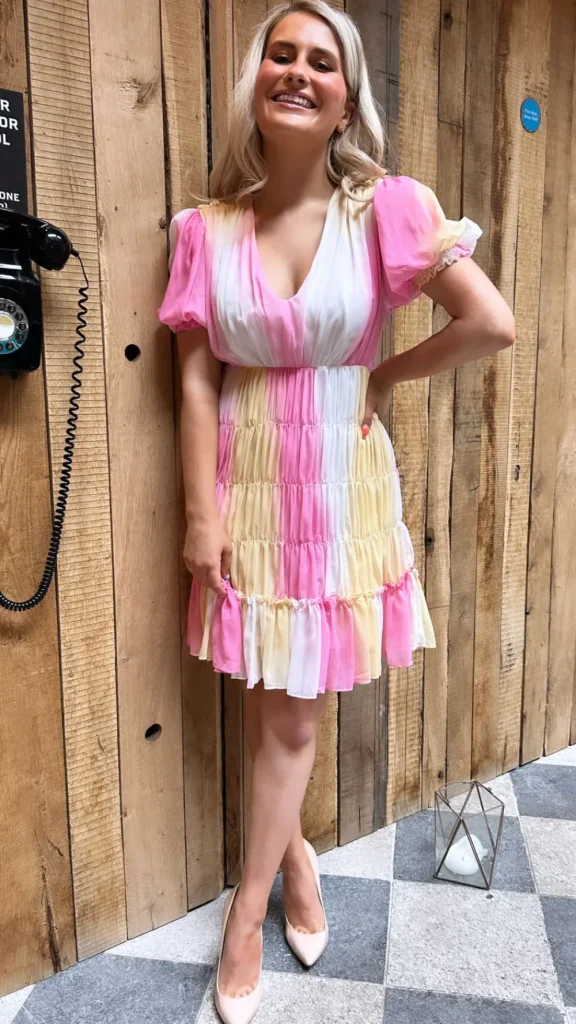 CC Day Dresses | Going Out Dresses^Campbell Pink & Yellow Puff Sleeve Mini Dress