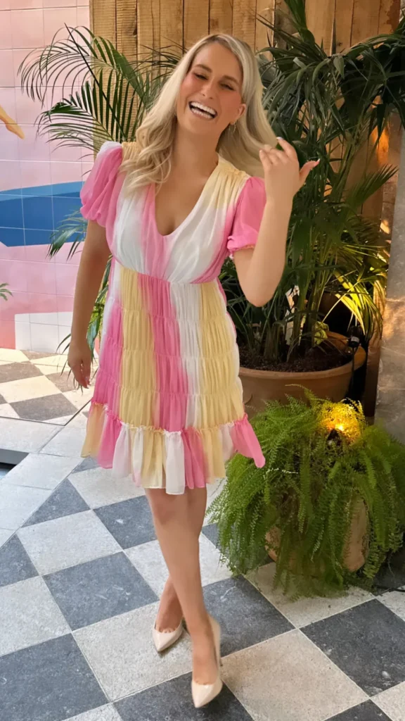 CC Day Dresses | Going Out Dresses^Campbell Pink & Yellow Puff Sleeve Mini Dress