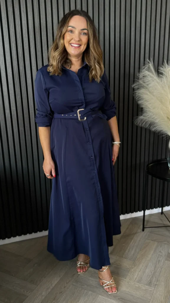 GIRL IN MIND Going Out Dresses | Occasion Dresses^Cara Navy Belted Shirt Midi Dress