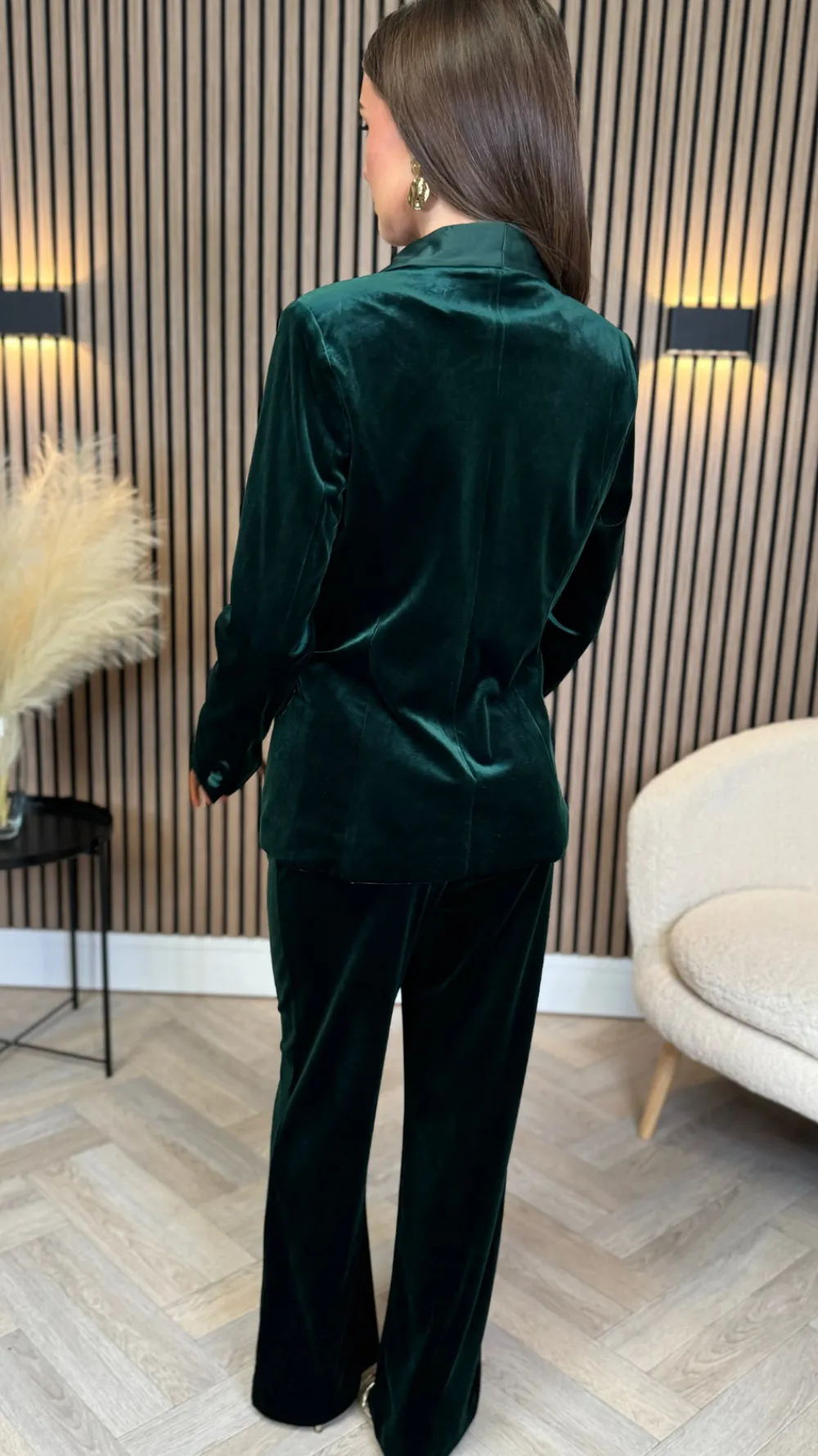 carina_forest_green_velve_7.webp ATTENTIF Co-ords | Blazers^Carina Forest Green Velvet Trousers & Blazer Co-Ord