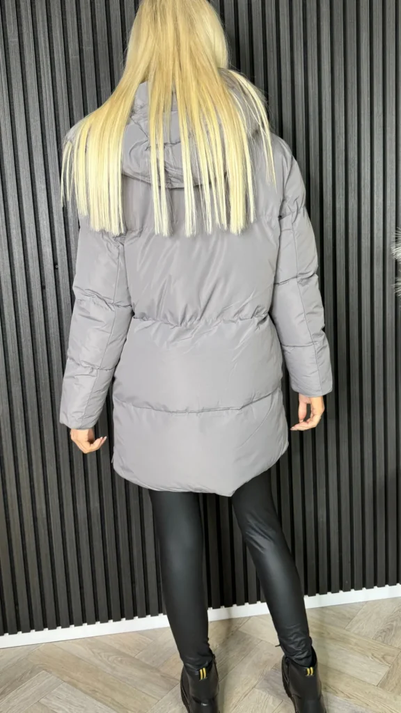 COPPEROSE Coats & Jackets^Carmella Charcoal Grey Puffer Hooded Coat