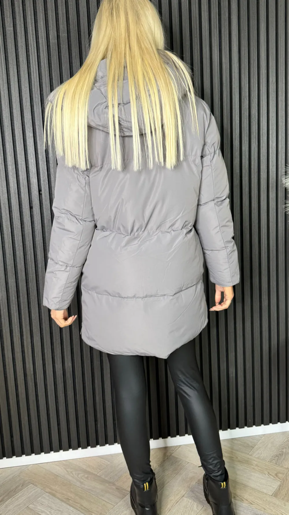 carmella_charcoal_grey_pu_3.webp COPPEROSE Coats & Jackets^Carmella Charcoal Grey Puffer Hooded Coat