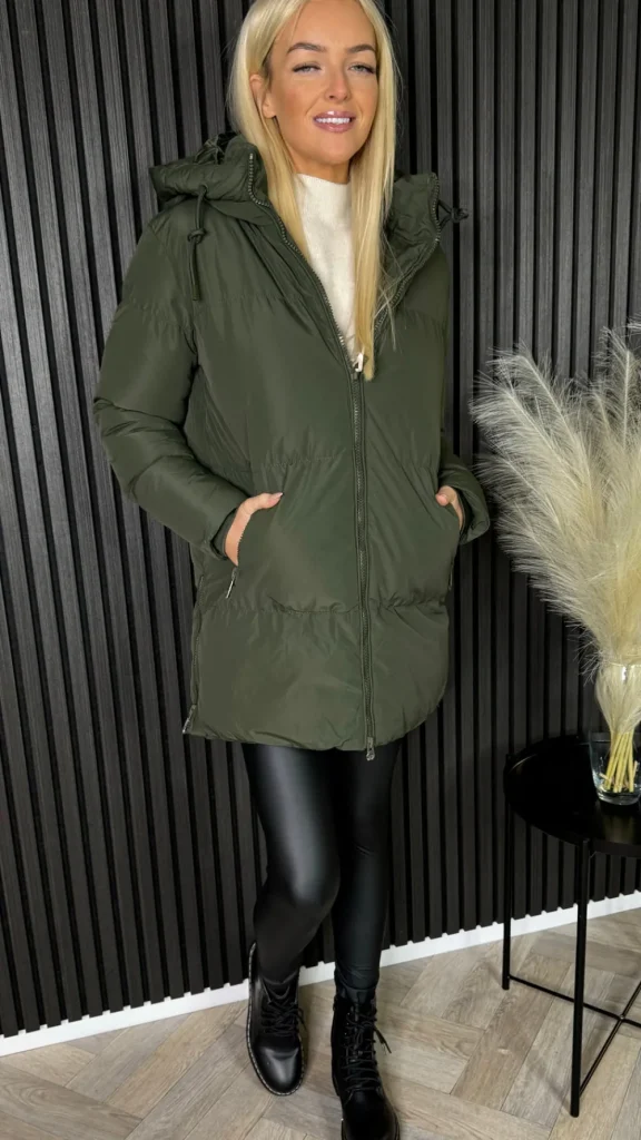 COPPEROSE Coats & Jackets^Carmella Khaki Puffer Hooded Coat