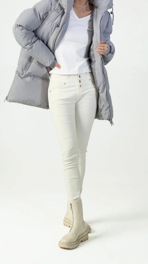 COPPEROSE Coats & Jackets^Carmella Light Grey Puffer Hooded Coat