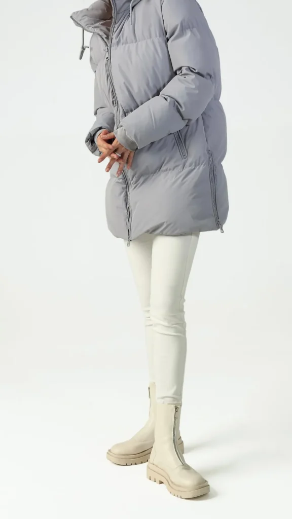 COPPEROSE Coats & Jackets^Carmella Light Grey Puffer Hooded Coat