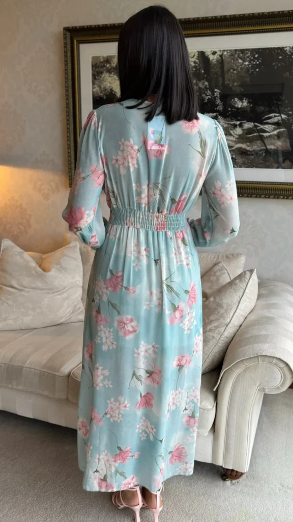 ELLE STYLE Going Out Dresses | Occasion Dresses^Carmen Light Green & Pink Floral Printed Midi Dress