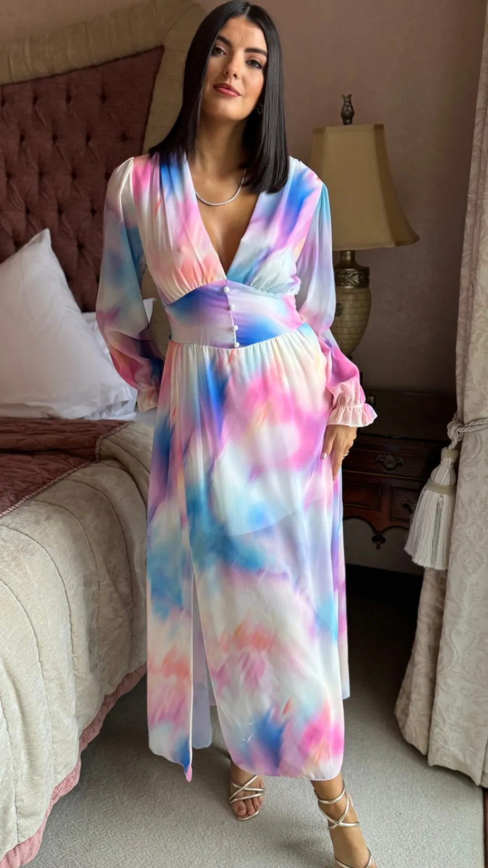 carmen_pink_amp_blue_mult_4.webp ELLE STYLE Going Out Dresses | Occasion Dresses^Carmen Pink & Blue Multi Ombre Printed Midi Dress