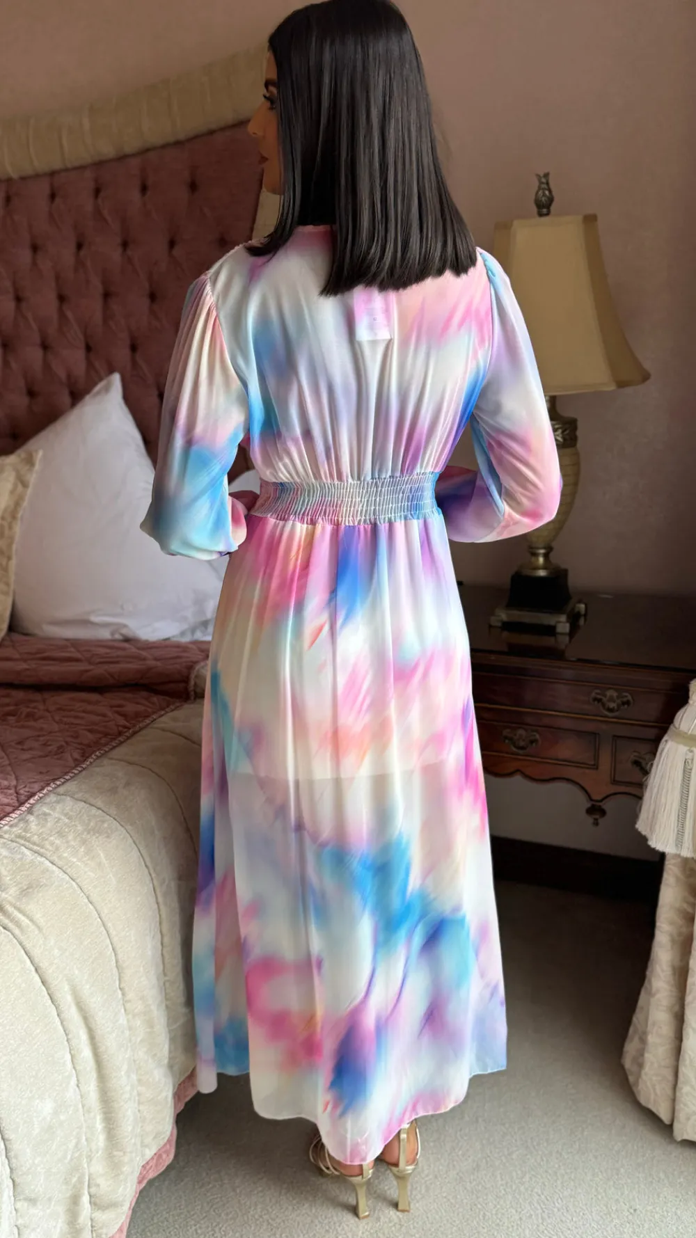 carmen_pink_amp_blue_mult_5.webp ELLE STYLE Going Out Dresses | Occasion Dresses^Carmen Pink & Blue Multi Ombre Printed Midi Dress