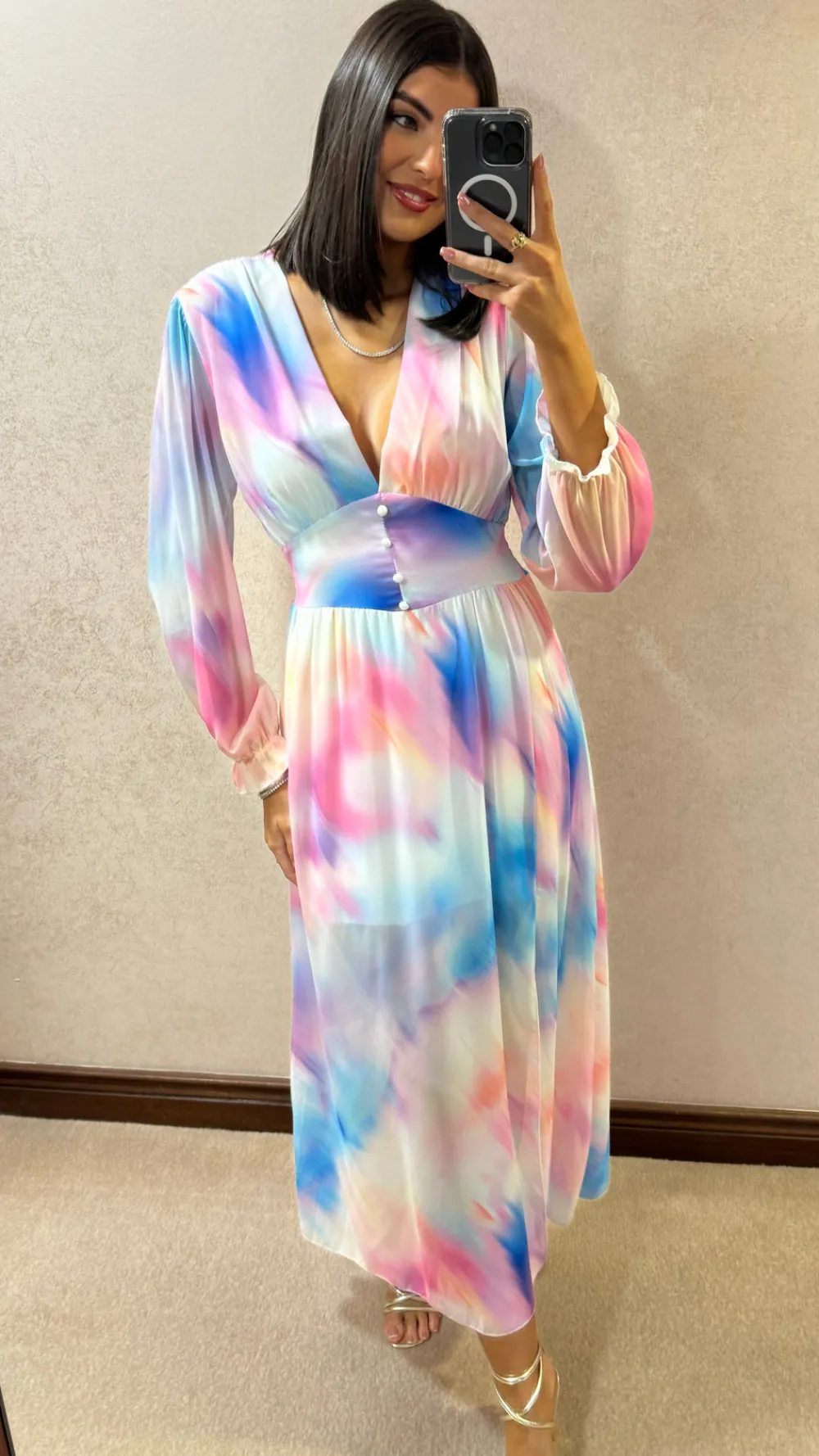 carmen_pink_amp_blue_mult_6.webp ELLE STYLE Going Out Dresses | Occasion Dresses^Carmen Pink & Blue Multi Ombre Printed Midi Dress