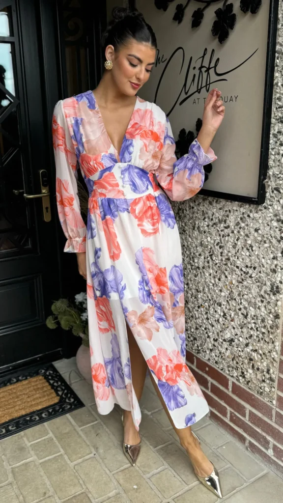 PARIS FASHION SHOPS Going Out Dresses | Occasion Dresses^Carmen Purple & Orange Floral Printed Midi Dress