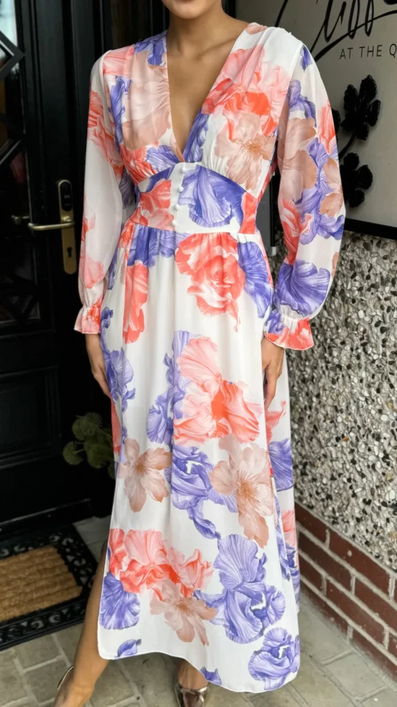 PARIS FASHION SHOPS Going Out Dresses | Occasion Dresses^Carmen Purple & Orange Floral Printed Midi Dress