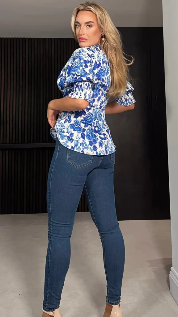 GIRL IN MIND Tops^Carter Blue Floral Tie Waist Wrap Top
