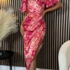 GIRL IN MIND Going Out Dresses | Occasion Dresses^Casey Blush Floral Angel Sleeve Wrap Midi Dress