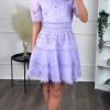 FLAM MODE Going Out Dresses | Occasion Dresses^Cassia Lilac Crochet Detail Short Sleeve Mini Dress