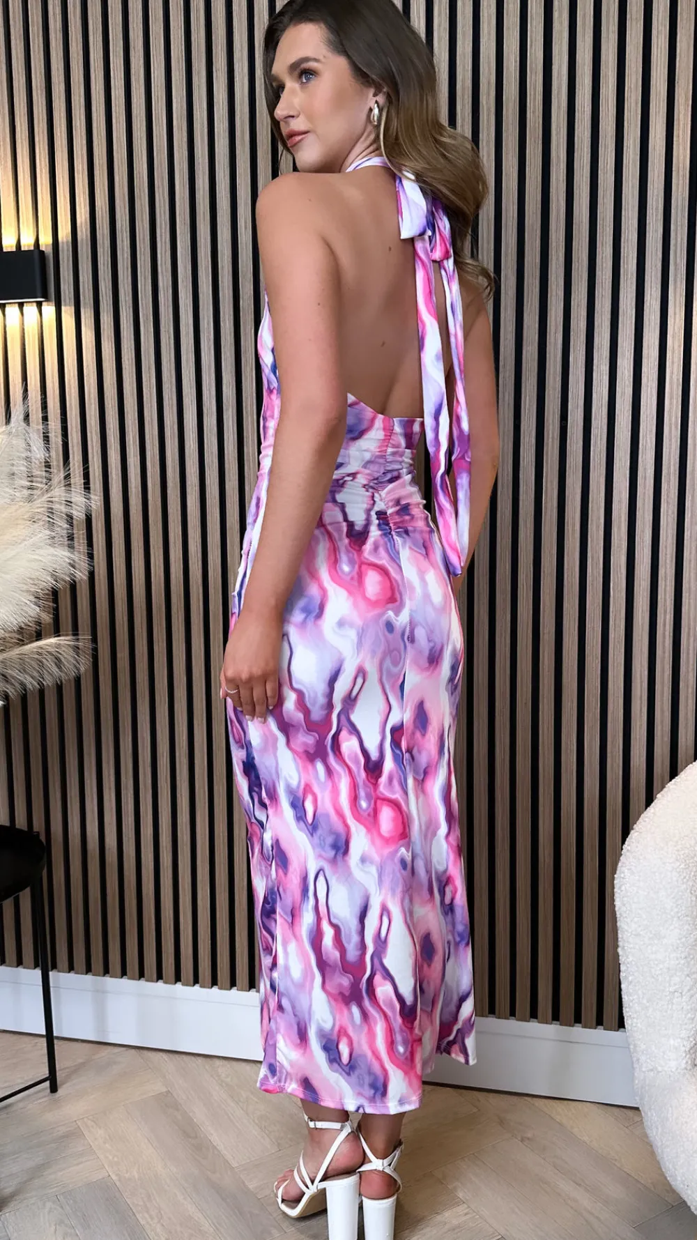 celeste_lilac_printed_hal_3.webp COPPEROSE Occasion Dresses | Midi Dresses^Celeste Lilac Printed Halterneck Midi Dress