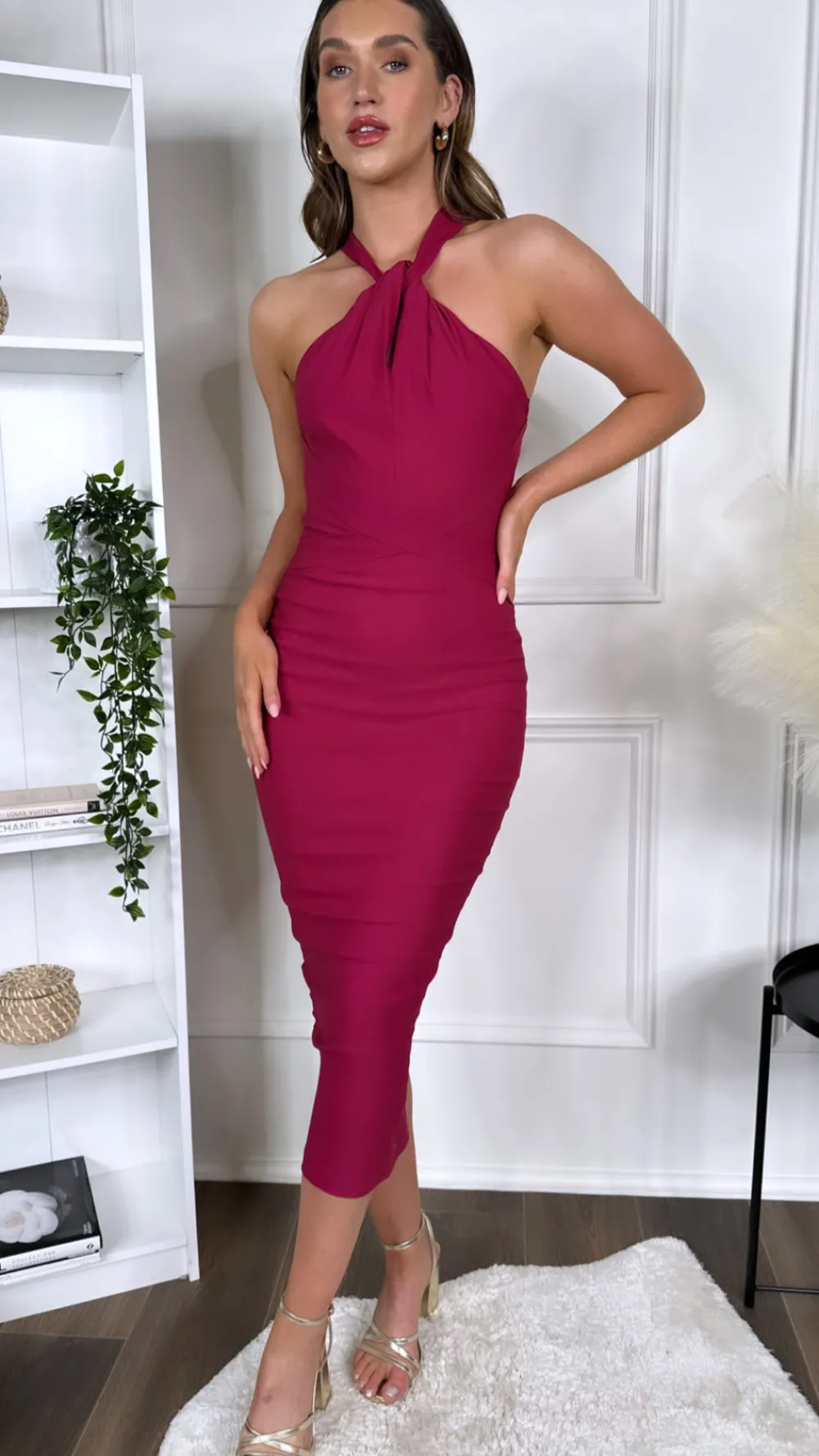 cezanne_rasberry_midaxi_d_2.webp VESPER Going Out Dresses | Occasion Dresses^Cezanne Rasberry Midaxi Dress