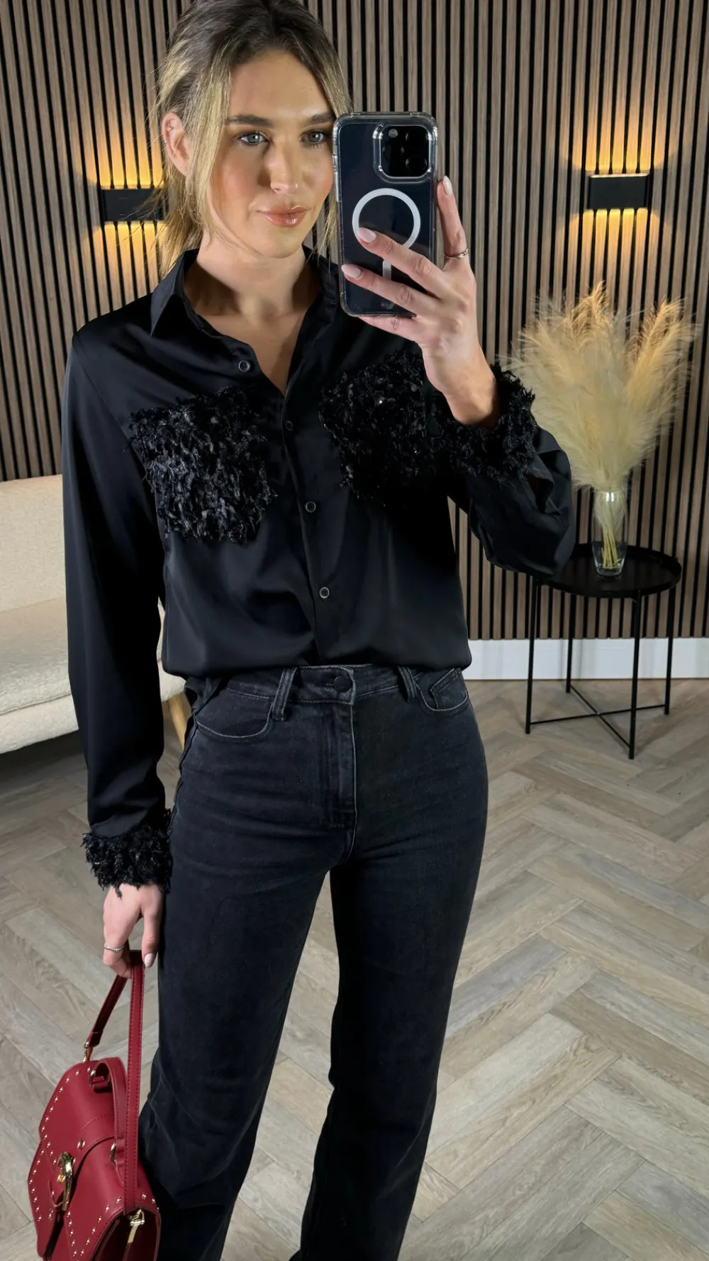 charlotte_black_with_sequ_0.webp UNIKA Tops^Charlotte Black With Sequin Detail Shirt