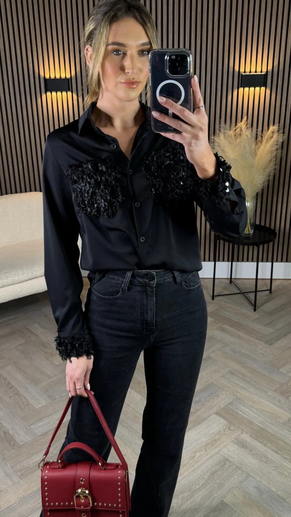 charlotte_black_with_sequ_2.webp UNIKA Tops^Charlotte Black With Sequin Detail Shirt