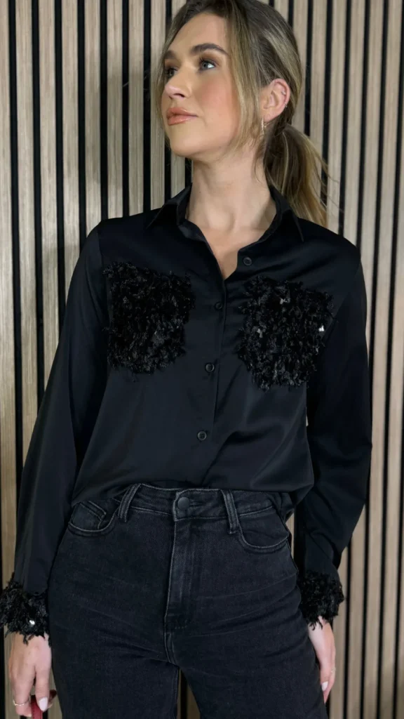 UNIKA Tops^Charlotte Black With Sequin Detail Shirt