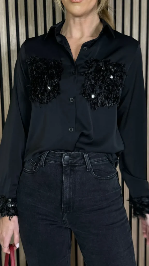 UNIKA Tops^Charlotte Black With Sequin Detail Shirt