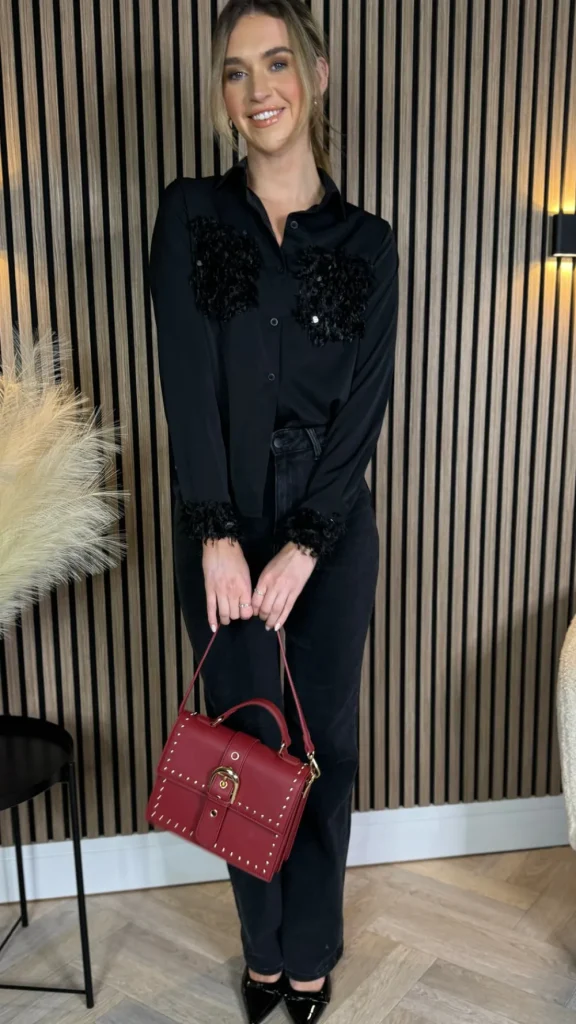 UNIKA Tops^Charlotte Black With Sequin Detail Shirt