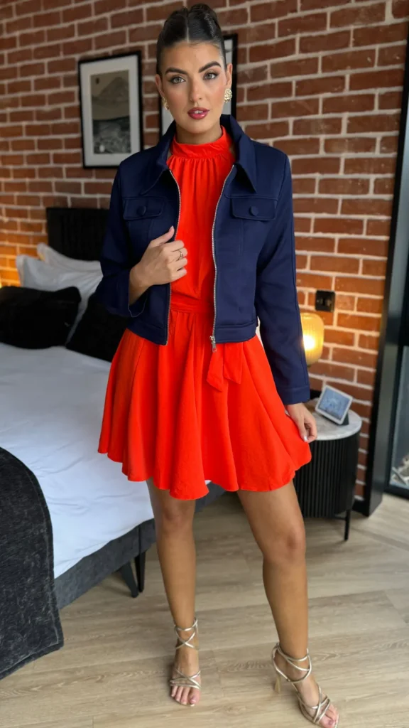 FEELKOO Coats & Jackets^Charmaine Navy Collared Zip Detail Jacket