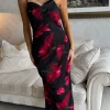 AX PARIS Going Out Dresses | Occasion Dresses^Chele Black & Red Floral Print Strappy Midi Dress