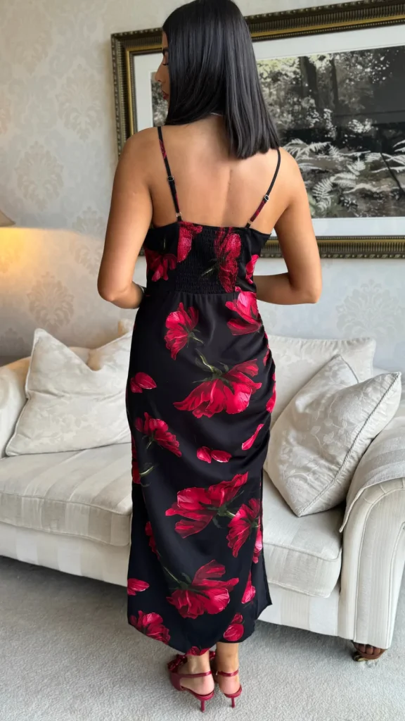 AX PARIS Going Out Dresses | Occasion Dresses^Chele Black & Red Floral Print Strappy Midi Dress