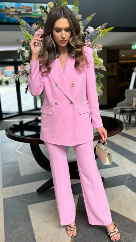 EDAN SPOLKA Co-ords | Blazers^Chelsea Baby Pink Straight Leg Trousers & Blazer Co Ord