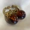 PARIS FASHION SHOPS Jewellery^Cherie Gold With Brown Detail Droplet Earrings