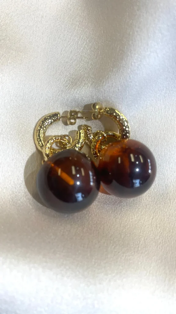 PARIS FASHION SHOPS Jewellery^Cherie Gold With Brown Detail Droplet Earrings