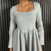 TIMELY Fitted Dresses | Going Out Dresses^Chloe Grey Square Neck Skater Mini Dress
