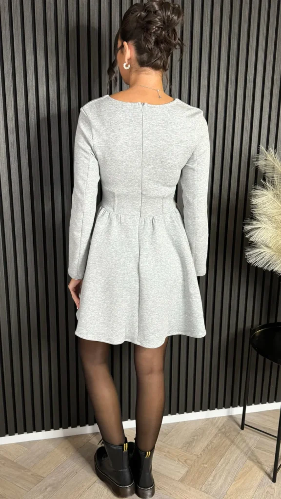 TIMELY Fitted Dresses | Going Out Dresses^Chloe Grey Square Neck Skater Mini Dress