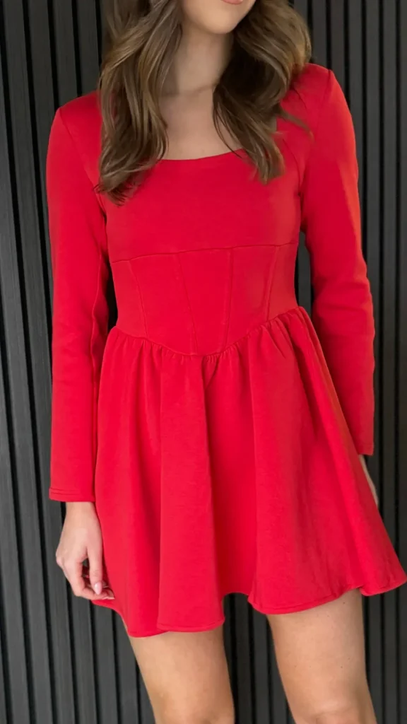 TIMELY Fitted Dresses | Going Out Dresses^Chloe Red Square Neck Skater Mini Dress