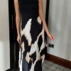 AX PARIS Going Out Dresses | Occasion Dresses^Chrissy Black & Beige Marble Print Asymmetric Hem Pleated Midi Dress