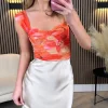 VERA LUCY Tops^Clara Orange Printed Fitted Top