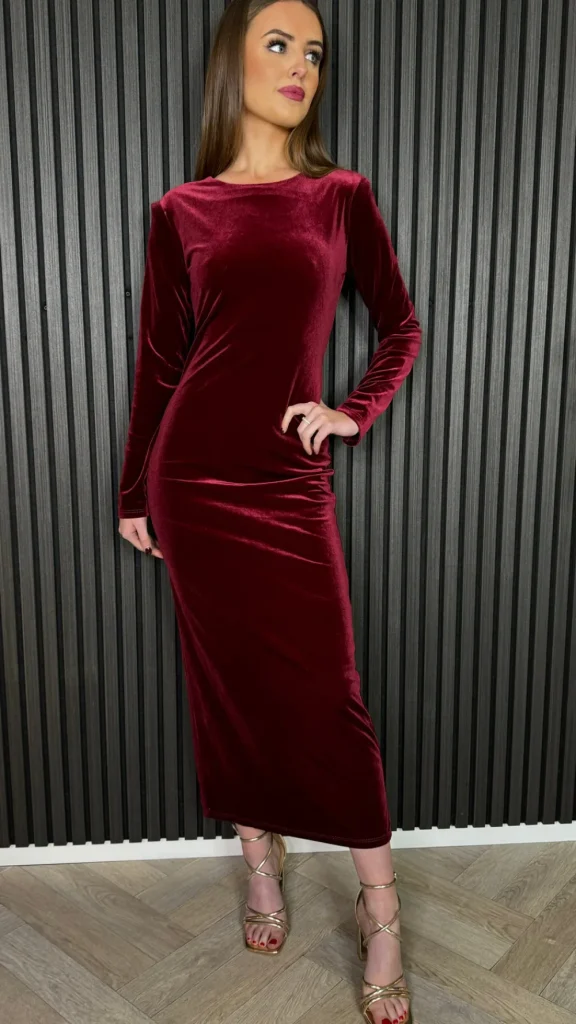 LORIANE Going Out Dresses | Occasion Dresses^Clarice Burgundy Back Bow Detail Midi Dress