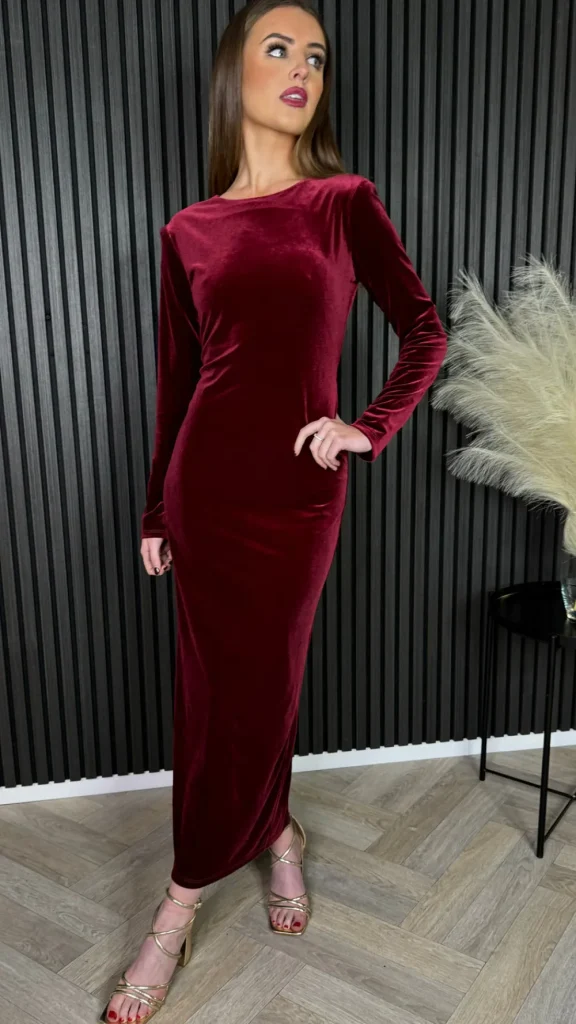 LORIANE Going Out Dresses | Occasion Dresses^Clarice Burgundy Back Bow Detail Midi Dress