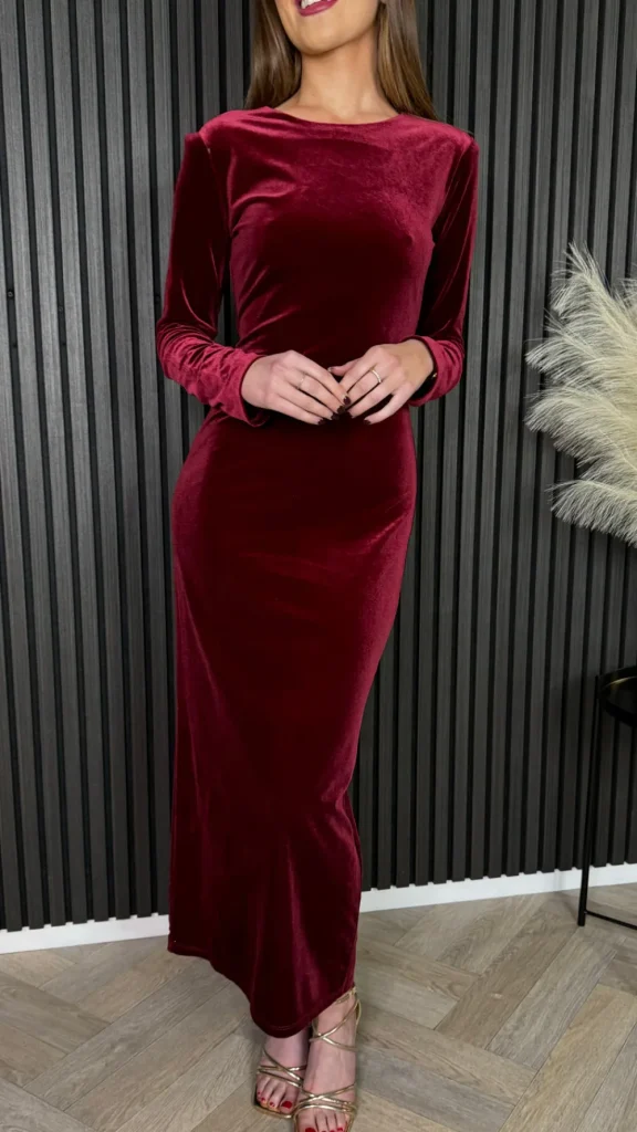 LORIANE Going Out Dresses | Occasion Dresses^Clarice Burgundy Back Bow Detail Midi Dress