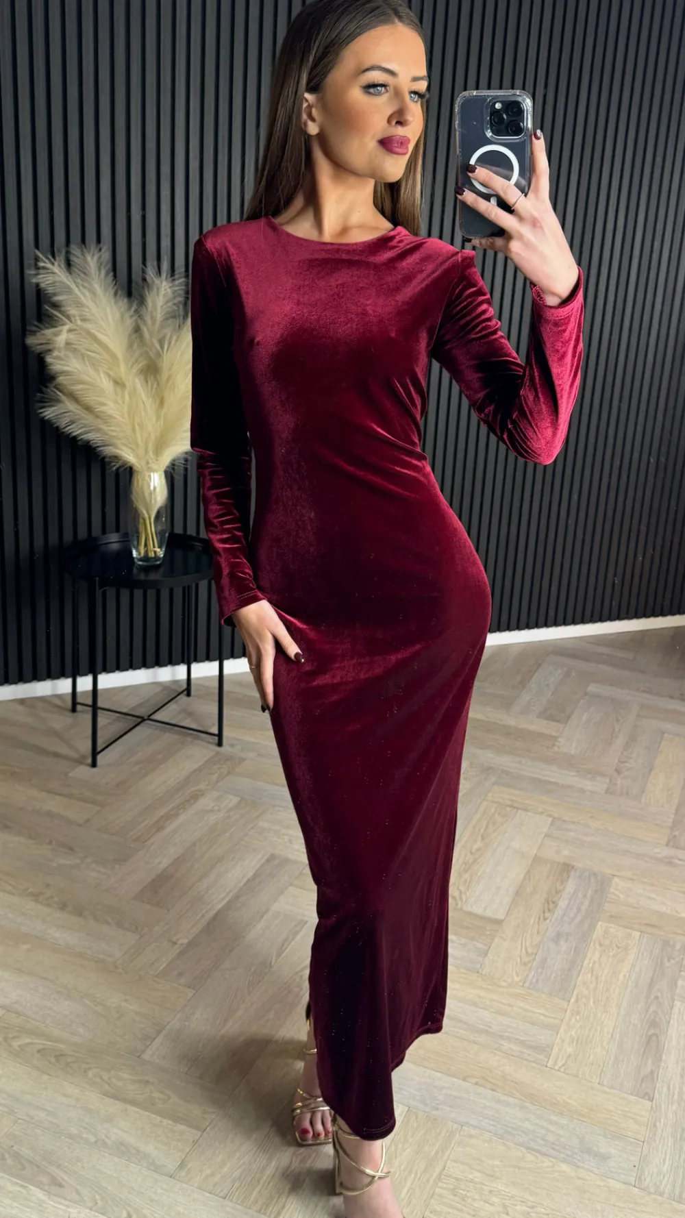 clarice_burgundy_back_bow_5.webp LORIANE Going Out Dresses | Occasion Dresses^Clarice Burgundy Back Bow Detail Midi Dress